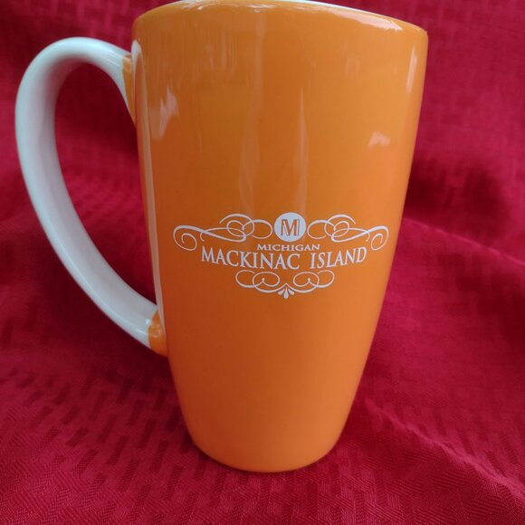 NEW Orange and White Michigan Mackinac Island 15 ounce Mug - Picture 2 of 7